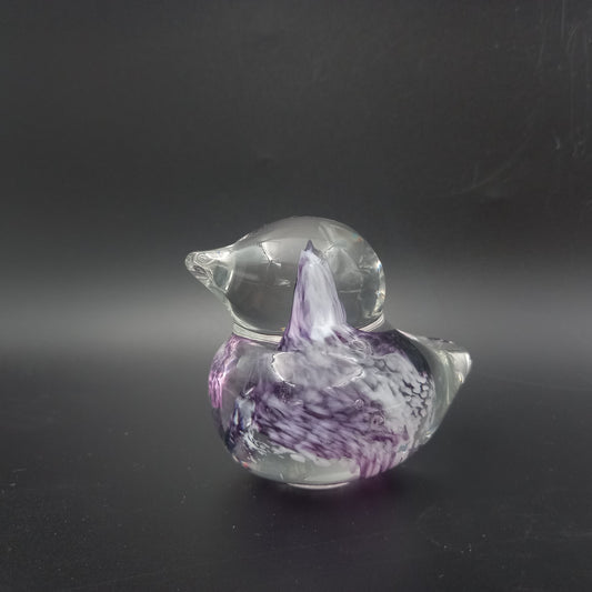 Handcrafted Glass Bird with White & Purple Accents